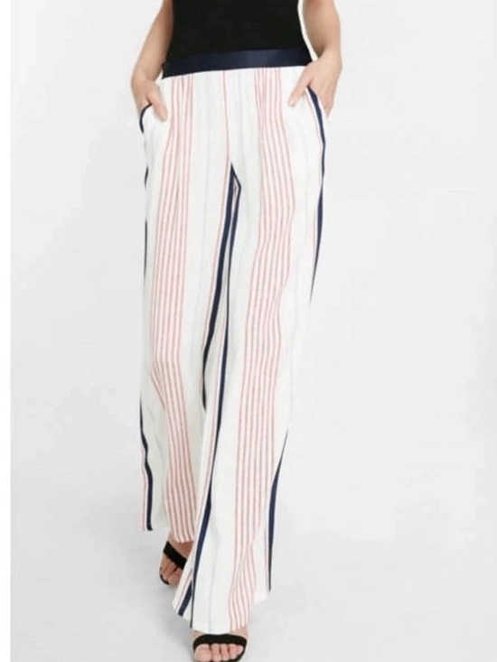 Express Pants - EXPRESS Wide Leg Striped Pants with Satin Waistband